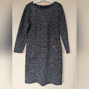 Talbots Knit Tweed Shift Dress, Black & White Boucle (SIZE 4)